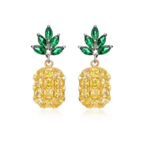 Cute Pineapple Earrings New Fashion Shiny Zircon Inlay Exquisite Ear Stud Clothing Accessories