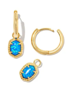 Daphne Framed Huggie Earring Gold Bright Blue Opal by Kendra Scott