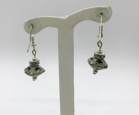 Detailed and Dainty Silver Vintage Pagoda Earrings