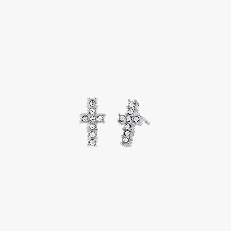 Diamond Cross Stud Earrings