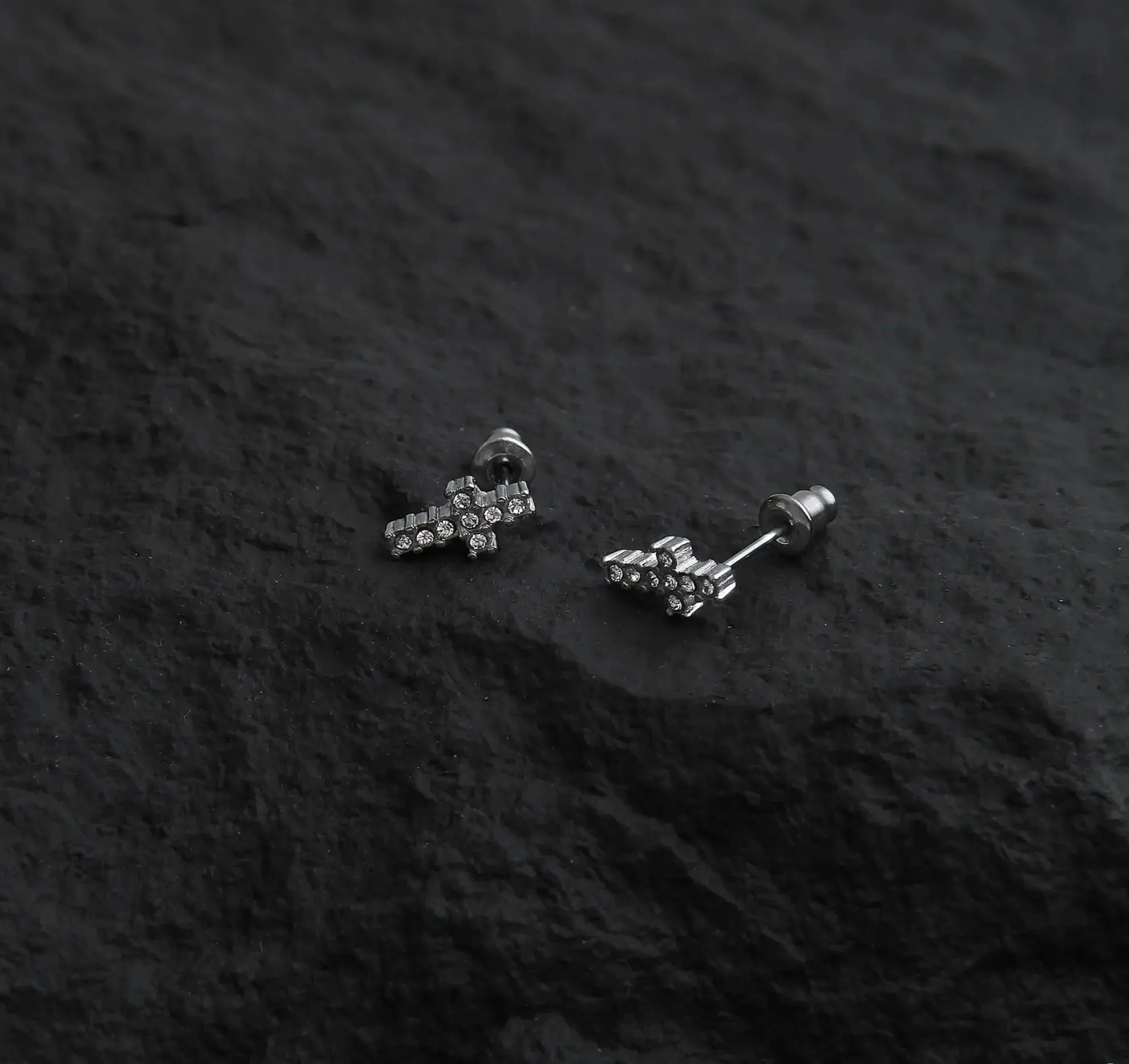 Diamond Cross Stud Earrings