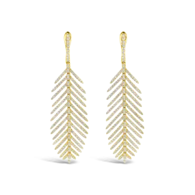 Diamond Feather Dangle Earrings