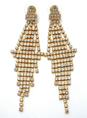 Drippy Clear Rhinestone Dangle Earrings Vintage