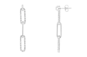 Earrings 18kt White Gold Paper Clip & Diamonds Drops