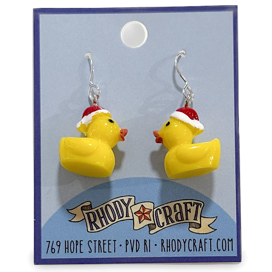 Earrings - Ducky Santa