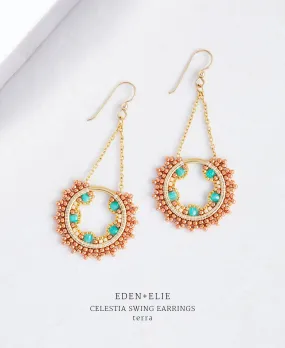 EDEN   ELIE Celestia Swing Earrings - terra green