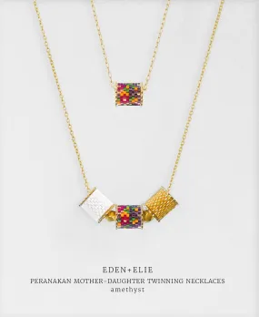 EDEN   ELIE Mother-Daughter twinning necklaces set - peranakan amethyst