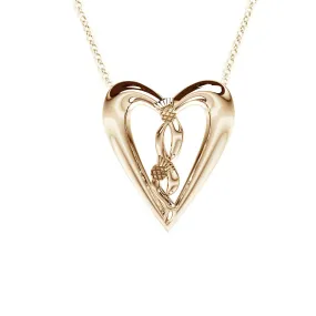 Edinburgh Celtic Thistle Heart Necklace in Yellow Gold