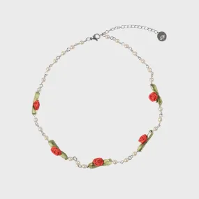 [EIREVE] Seasonless ROSE BOUQUET CHOKER (RED)