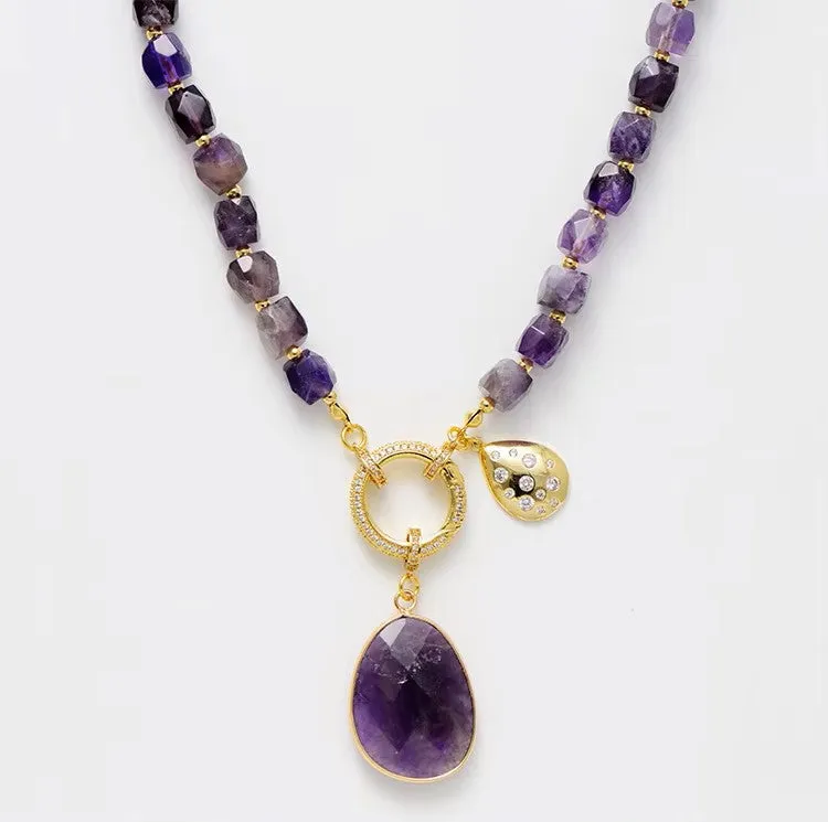 Elegant Amethyst Crystal Pendant Necklaces - Bohemian Style Jewelry