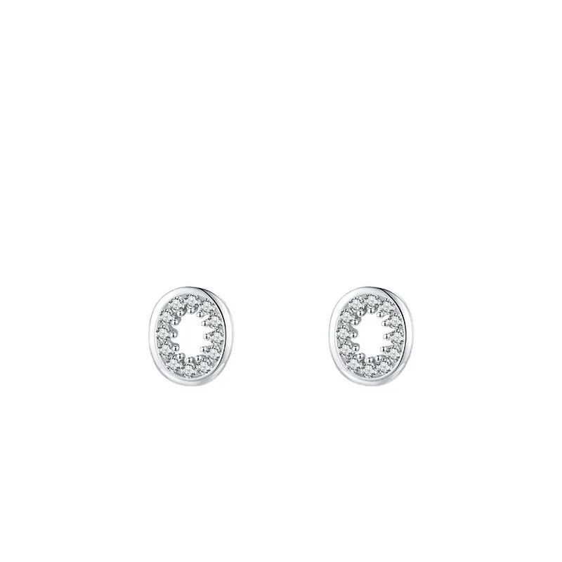 Elegant Sterling Silver Earrings with Zircon Inlay for Fashionable Women