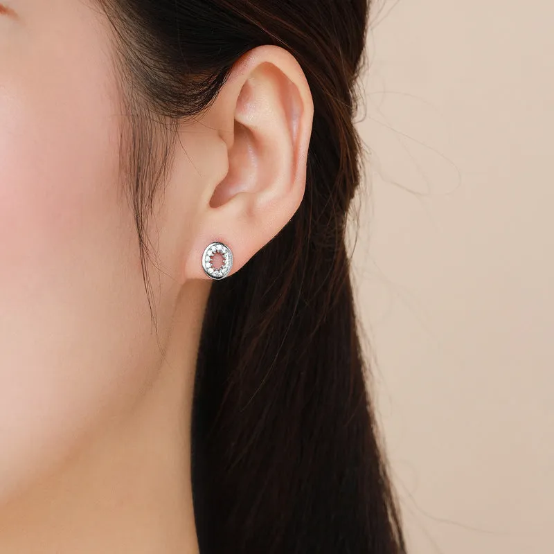 Elegant Sterling Silver Earrings with Zircon Inlay for Fashionable Women