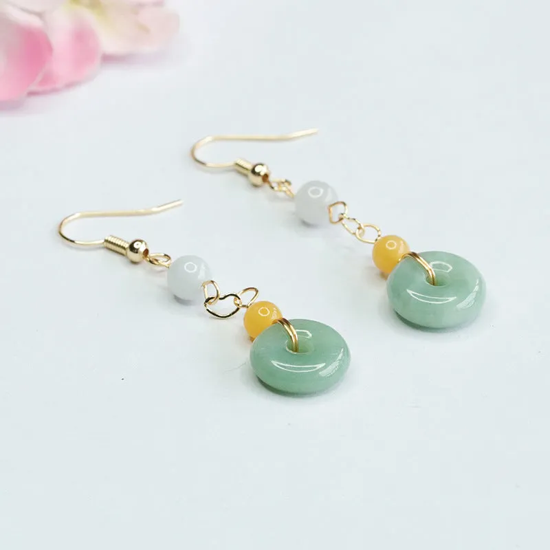 Elegant Sterling Silver Jade Earrings with Safety Buckle