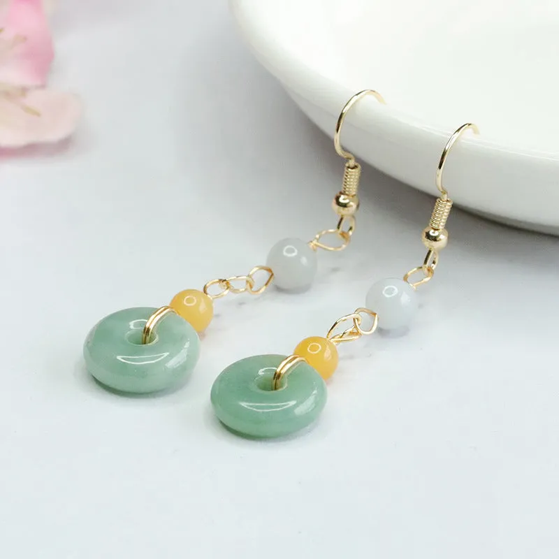 Elegant Sterling Silver Jade Earrings with Safety Buckle