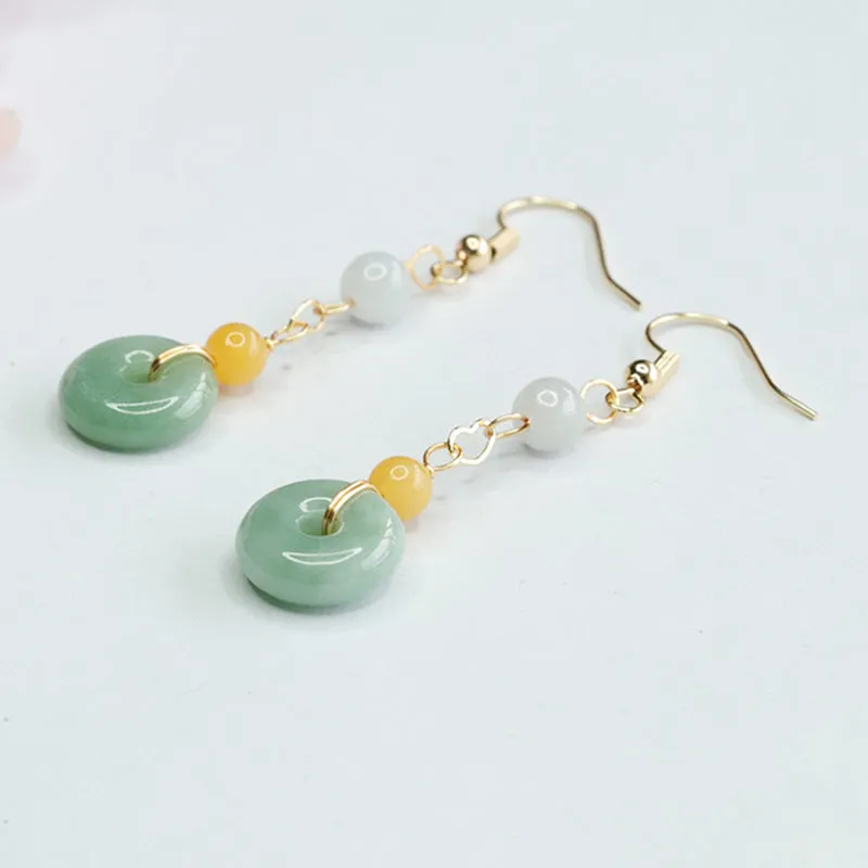 Elegant Sterling Silver Jade Earrings with Safety Buckle