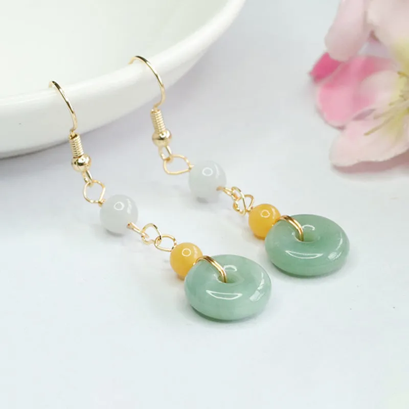 Elegant Sterling Silver Jade Earrings with Safety Buckle