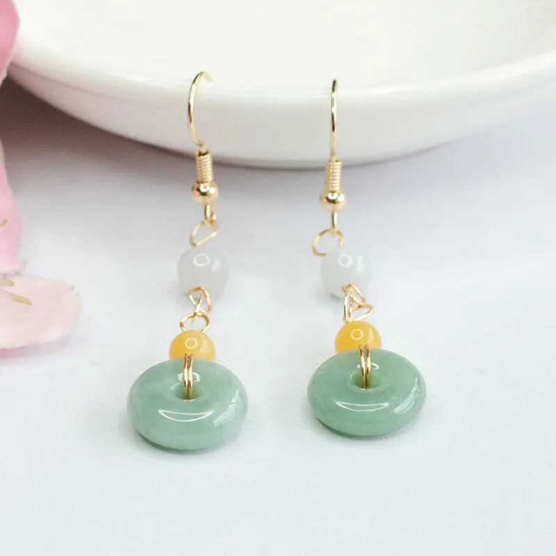 Elegant Sterling Silver Jade Earrings with Safety Buckle