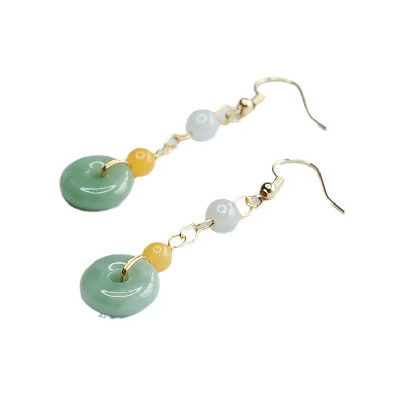 Elegant Sterling Silver Jade Earrings with Safety Buckle