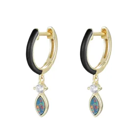 Enamel Opal Huggie Earrings