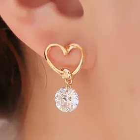 ES634 Stud Earing Girl Brinco Pendientes CZ Bijoux Zircon Heart Stud Earrings For Women Wedding Jewelry Accessories Earings