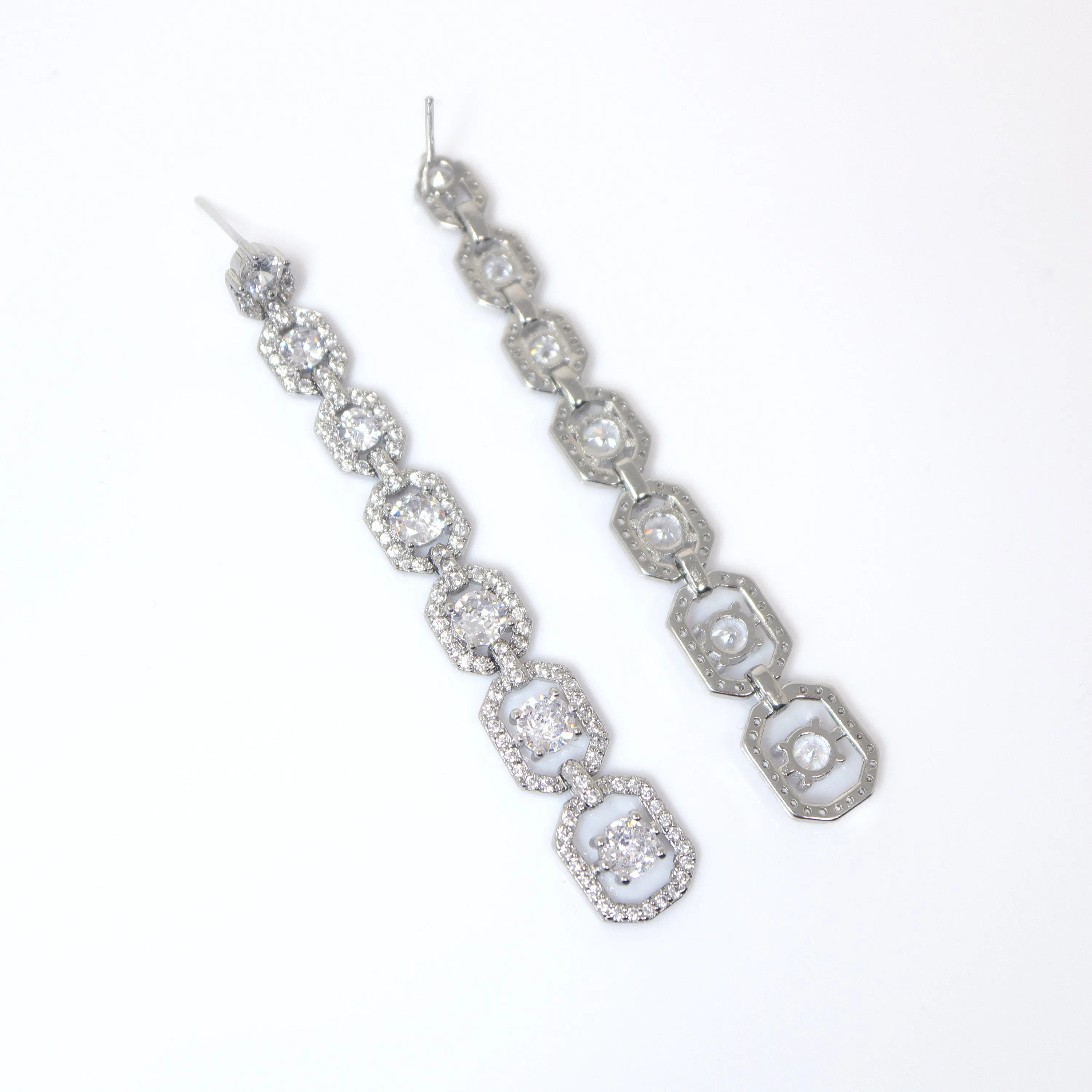 Exquisite Bridal Sparkle: Long Swarovski Crystal Dainty Statement Earrings, Long Bridal Jewelry, Bridal Earrings, Crystal Bridal Earrings Cz