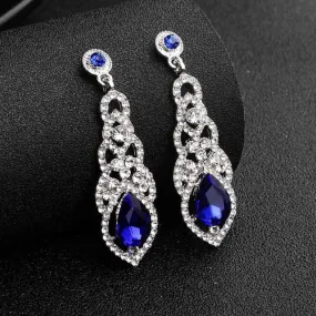 Fashion Long Dangle Earrings Baroque Water Drop Crystal Clear Earrings