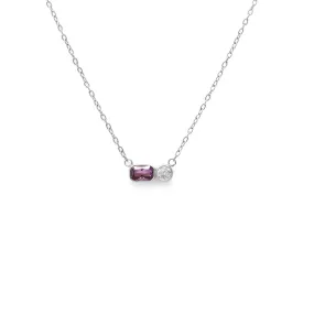 February Amethyst Birthstone Necklace - Silver