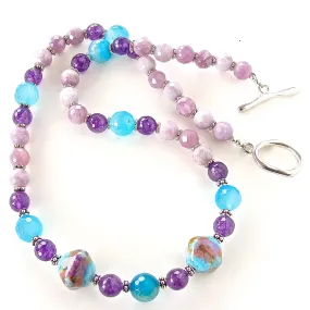 Felicity: Purple and Blue Necklace with Art Glass