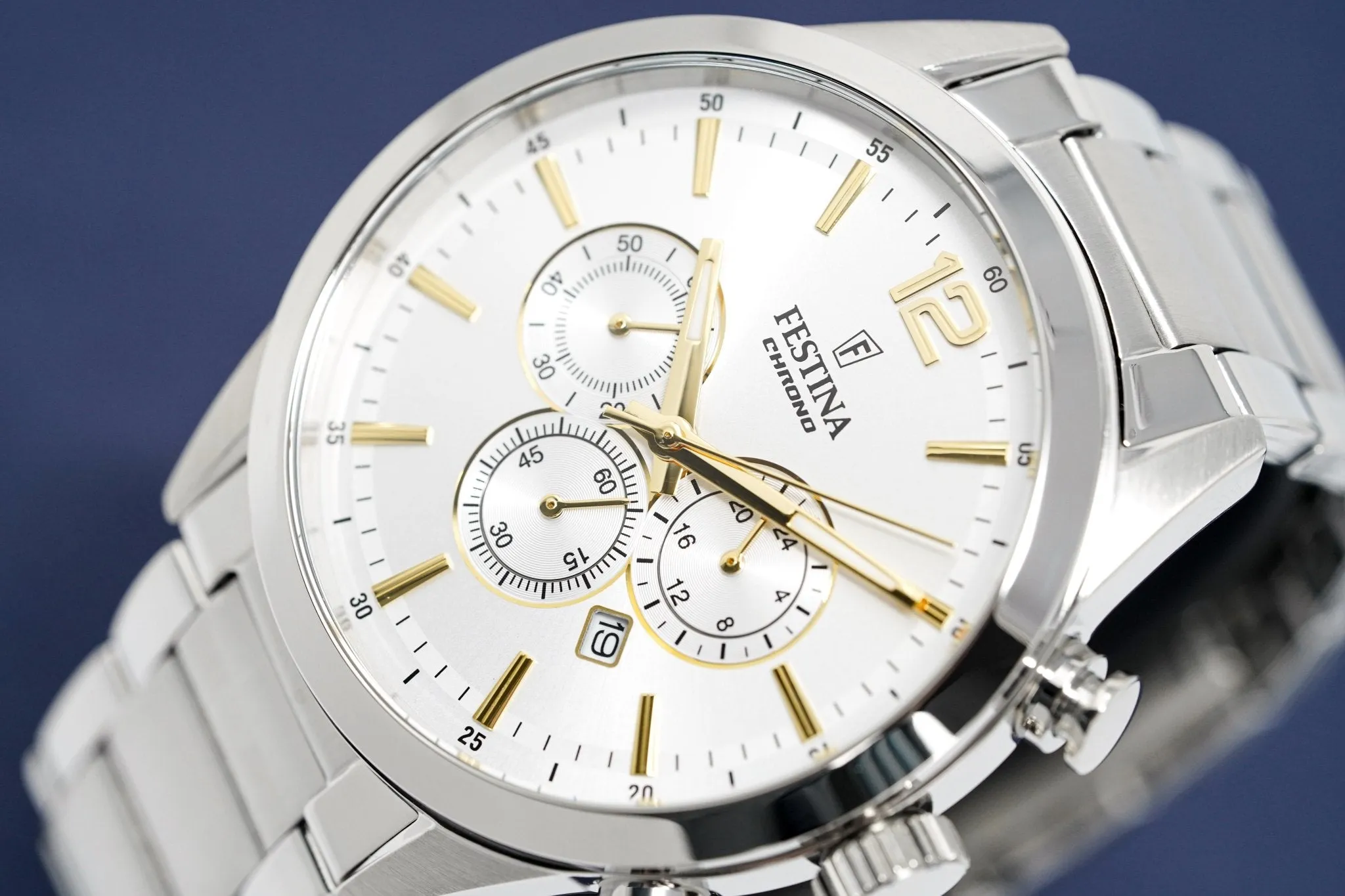 Festina Watch Silver Gold Timeless Chrono Stainless Steel F20343-1