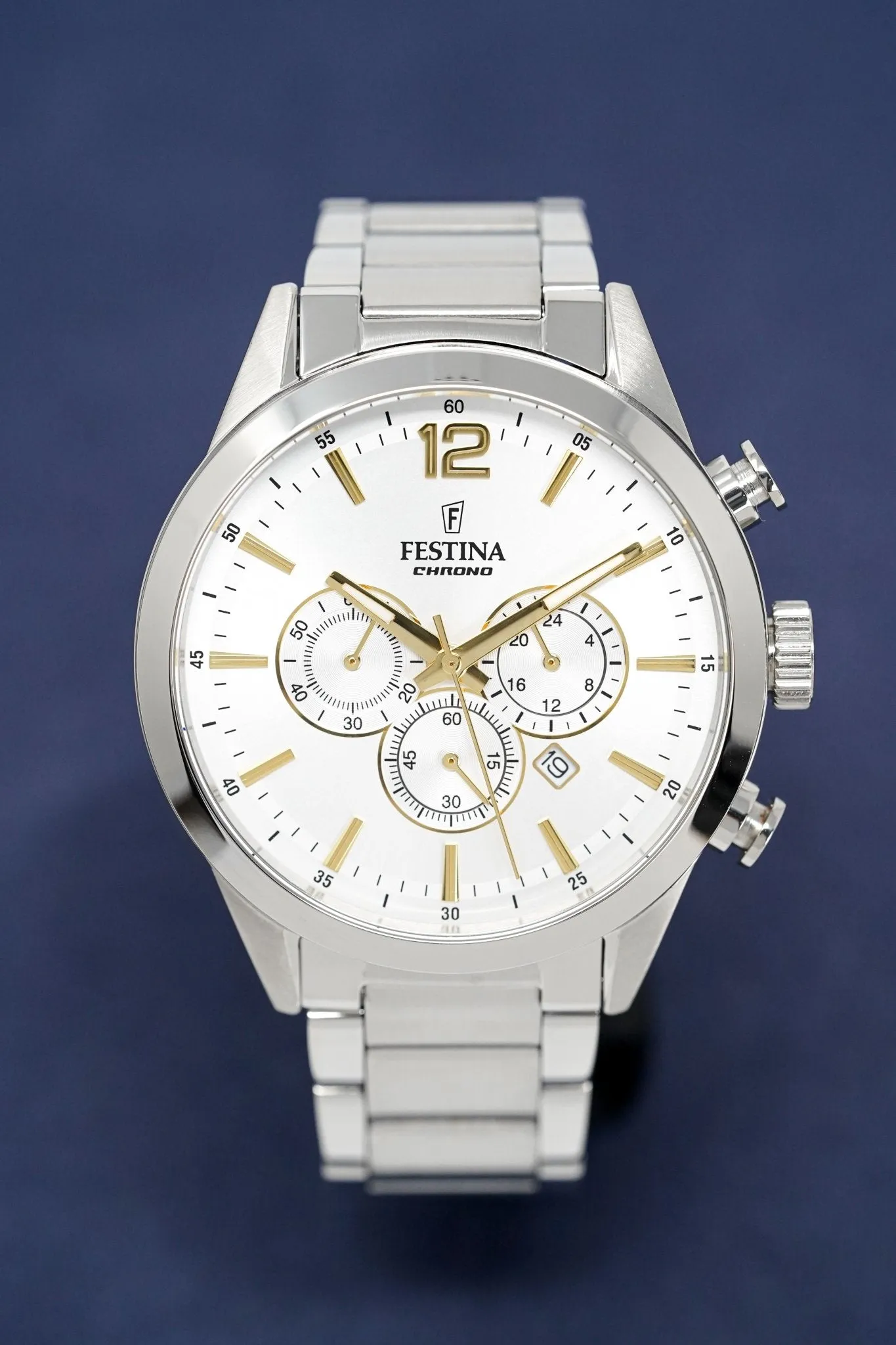 Festina Watch Silver Gold Timeless Chrono Stainless Steel F20343-1