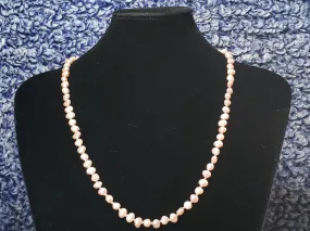 Freshwater Pink Pearl, Hand Knotted Silk Necklace, 22" with  2" Extender & Lobster Claw Clasp