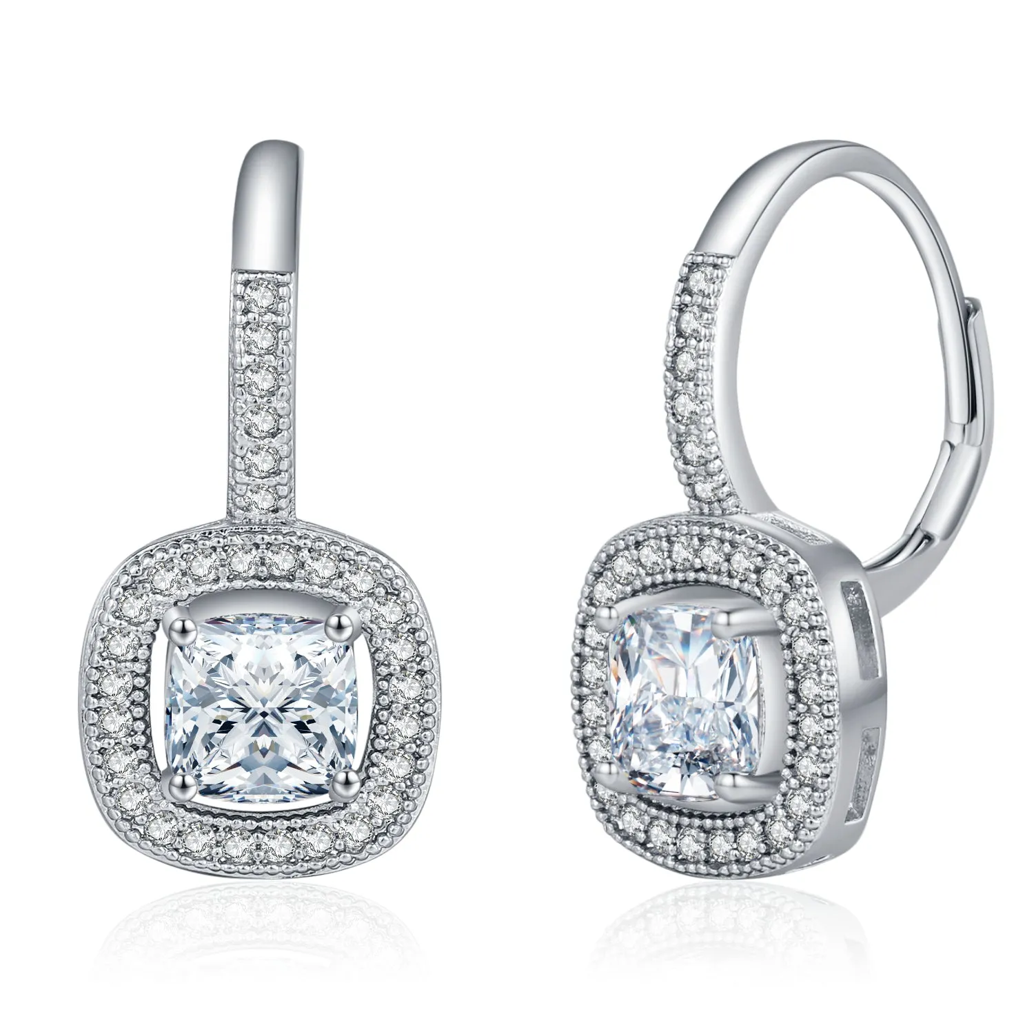 Genevive Juliette Semi-Square Leverback Earrings