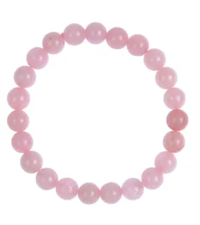 Genuine Stone Bracelet 8mm Bead Size - Rose Quartz