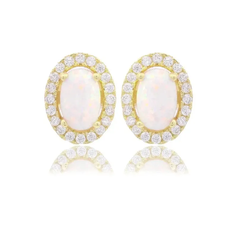 Georgini Opal Glow Blackwattle White Opal Earrings - Gold