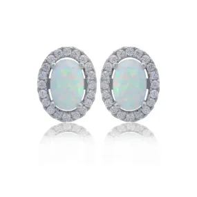 Georgini Opal Glow Blackwattle White Opal Earrings - Silver