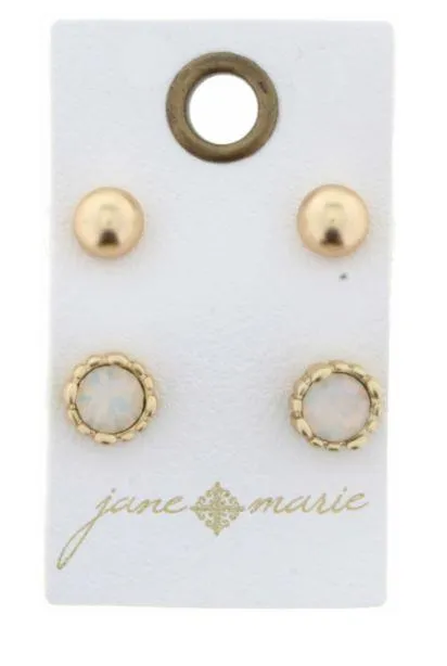 Gold Ball, Gold Encased Opal Stud Set