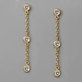 Gold Chain CZ Earrings