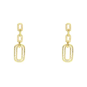 Gold Cubic Zirconia Chain Dangle Earrings