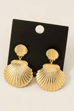 Gold Dipped Seashell Dangle Earrings