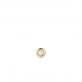 Gold Kyoto Opal Bezel Barbell Single Earring E035-11G