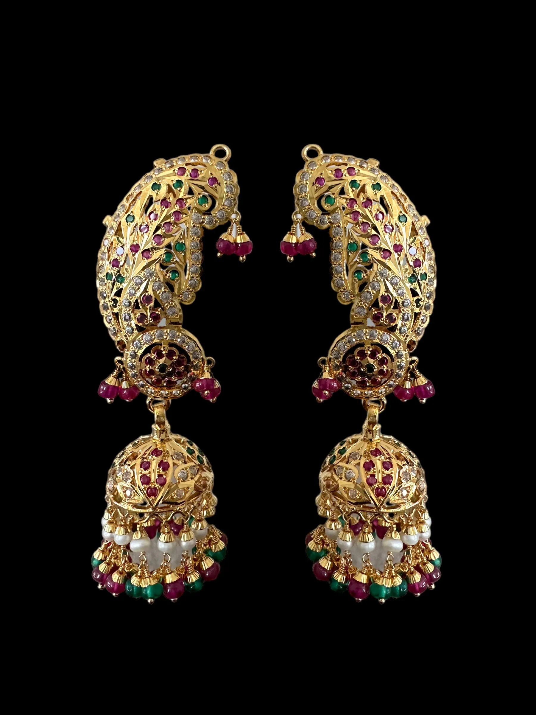 Gold plated silver kaanphool / ear cuffs ( READY TO SHIP)