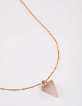 Gold Rose Quartz Triangle Pendant Necklace