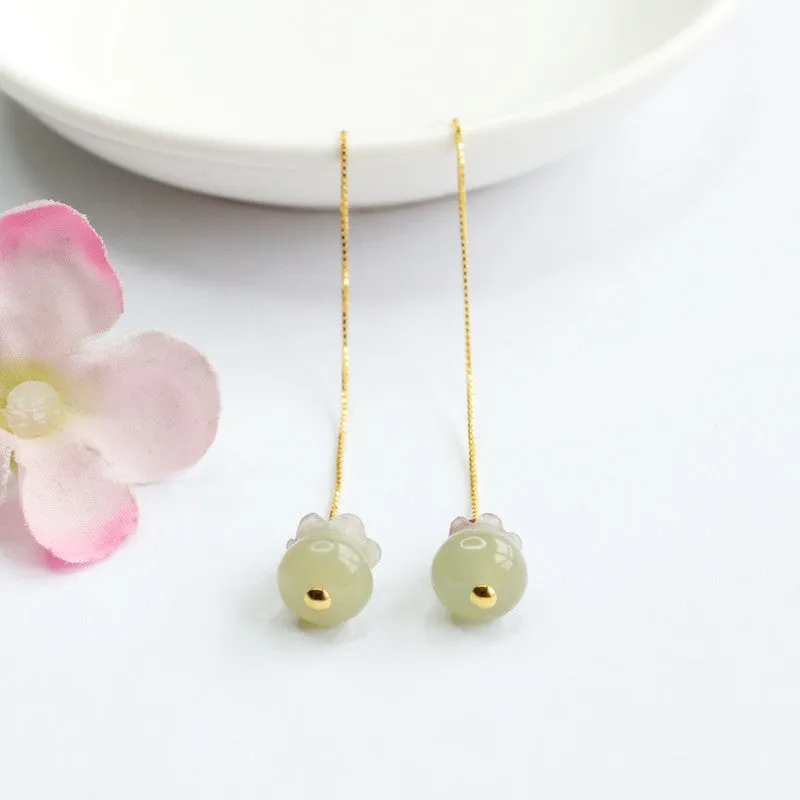 Golden Lily and Jade Sterling Silver Earrings from Fortune's Favor Collection