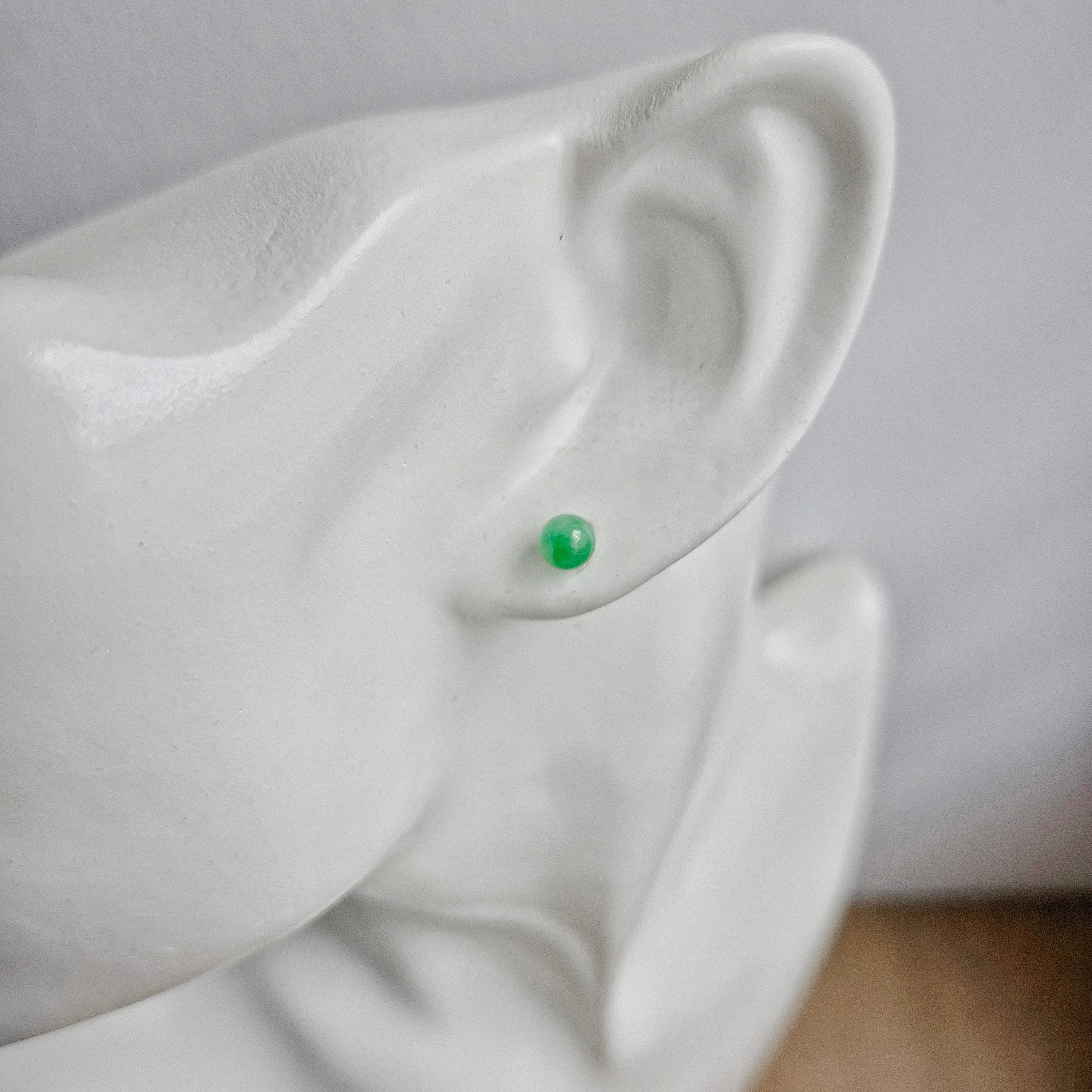 Green Jade Stud Earrings / 14k Gold-filled