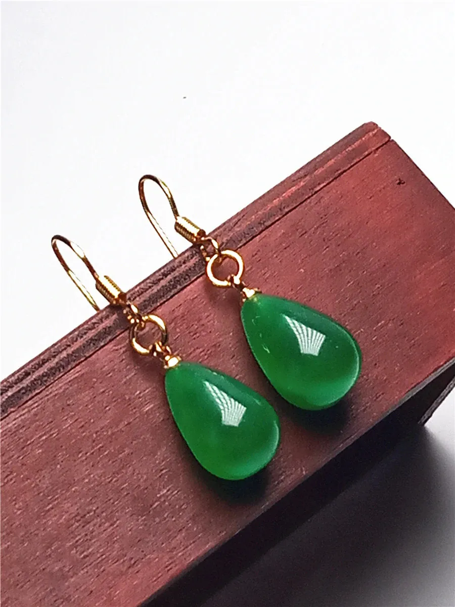 Green Jade Tear Drop Earrings Everyday Minimal Earrings Bridesmaid Earring Simple Classic Earrings Gift for Her Dangle Earring Girlfriend