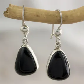 Guatemalan Hand Crafted Sterling Silver Black Jade Earrings - Maya Night | NOVICA