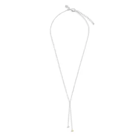 Halo Pearl Cubic Zirconia & Pearl Lariat Silver Plated Necklace 7839