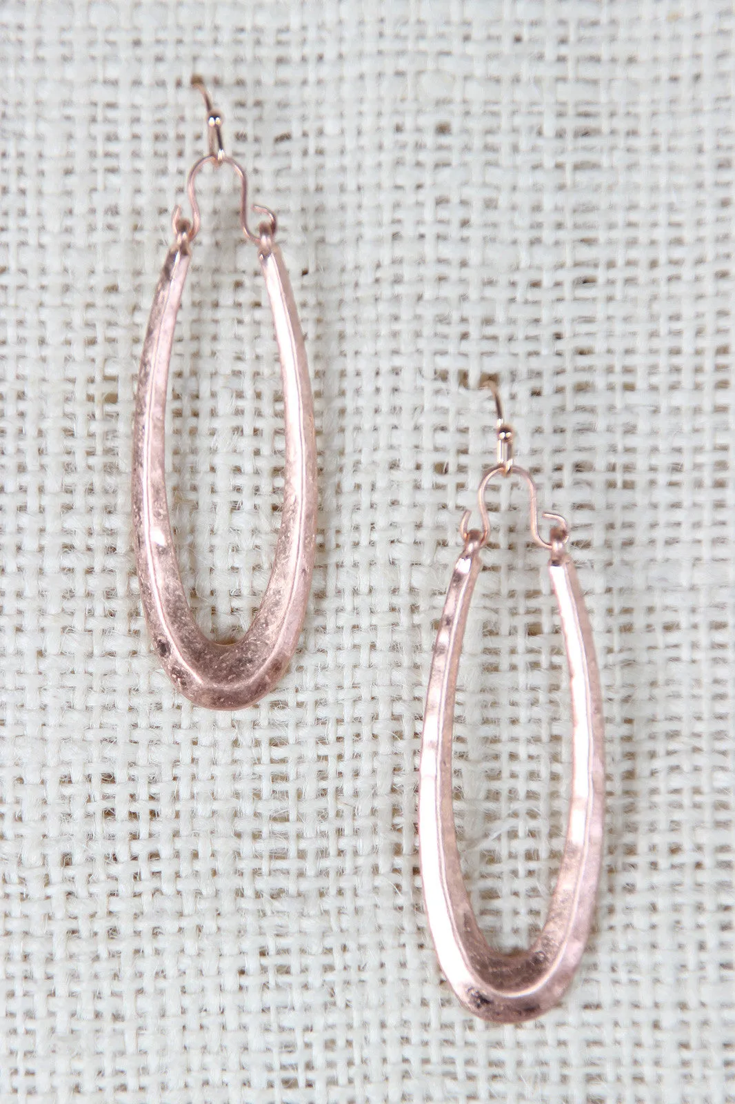 Hammered Oval Dangle Earrings