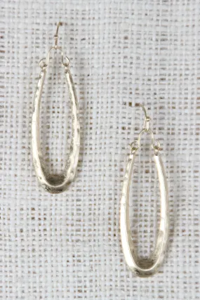 Hammered Oval Dangle Earrings