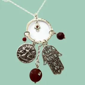 Hamsa Necklace Sterling Silver Pendant Charms Jewish Jewelry Hamssah Libra